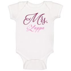 Mrs Zappa Last Name Funny Baby One Piece Mrs Zappa Last Name Funny Baby One Piece