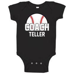 Coach Teller Baseball Name Baby One Piece Coach Teller Baseball Name Baby One Piece