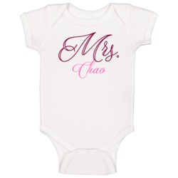 Mrs Chao Last Name Funny Baby One Piece Mrs Chao Last Name Funny Baby One Piece