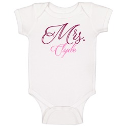 Mrs Clyde Last Name Funny Baby One Piece Mrs Clyde Last Name Funny Baby One Piece