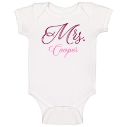 Mrs Cooper Last Name Funny Baby One Piece Mrs Cooper Last Name Funny Baby One Piece