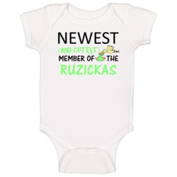 Newest And Cutest Member Of The Ruzickas Last Name Baby One Piece Newest And Cutest Member Of The Ruzickas Last Name Baby One Piece