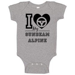 I Drive My Sunbeam Alpine Heart Car Lover Baby One Piece I Drive My Sunbeam Alpine Heart Car Lover Baby One Piece