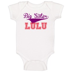 Lulu Big Sister Name Sports Baby One Piece Lulu Big Sister Name Sports Baby One Piece