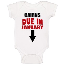 Cairns Due In January Last Name Maternity Baby One Piece Cairns Due In January Last Name Maternity Baby One Piece
