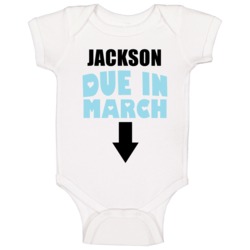 Jackson Due In March Last Name Maternity Baby One Piece Jackson Due In March Last Name Maternity Baby One Piece