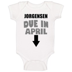 Jorgensen Due In April Last Name Maternity Baby One Piece Jorgensen Due In April Last Name Maternity Baby One Piece