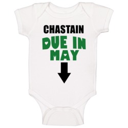 Chastain Due In May Last Name Maternity Baby One Piece Chastain Due In May Last Name Maternity Baby One Piece