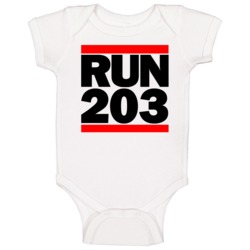 Darien Ct Run 203 Dmc Inspired Baby One Piece Darien Ct Run 203 Dmc Inspired Baby One Piece