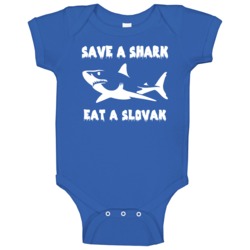Save A Shark Eat A Slovak Funny Nationality Baby One Piece Save A Shark Eat A Slovak Funny Nationality Baby One Piece
