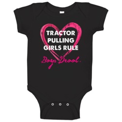 Tractor Pulling Girls Rule Boys Drool Sporty Baby One Piece Tractor Pulling Girls Rule Boys Drool Sporty Baby One Piece