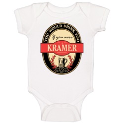 Drink If You Are A Kramer Funny Beer Party Label Inspired Baby One Pie