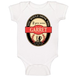 Drink If You Are A Garret Funny Beer Party Label Inspired Baby One Pie