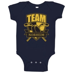 Team Norheim Last Name Hockey Baby One Piece Team Norheim Last Name Hockey Baby One Piece