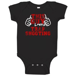 This Guy Thumbs Trap Shooting Favorite Sport Baby One Piece This Guy Thumbs Trap Shooting Favorite Sport Baby One Piece