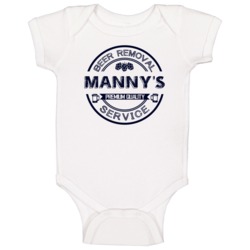 Manny's Beer Removal Service Personalized Party Baby One Piece Manny's Beer Removal Service Personalized Party Baby One Piece