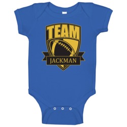 Team Jackman Last Name Football Baby One Piece Team Jackman Last Name Football Baby One Piece