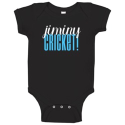 Jiminy Cricket! Cool Graphic Text Themed 2 Word Quote Baby One Piece Jiminy Cricket! Cool Graphic Text Themed 2 Word Quote Baby One Piece