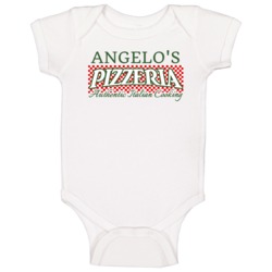 Angelo's Pizzeria Personalized Name Italian Theme Baby One Piece Angelo's Pizzeria Personalized Name Italian Theme Baby One Piece
