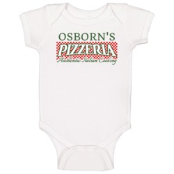 Osborn's Pizzeria Personalized Name Italian Theme Baby One Piece Osborn's Pizzeria Personalized Name Italian Theme Baby One Piece