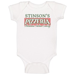 Stinson's Pizzeria Personalized Name Italian Theme Baby One Piece Stinson's Pizzeria Personalized Name Italian Theme Baby One Piece