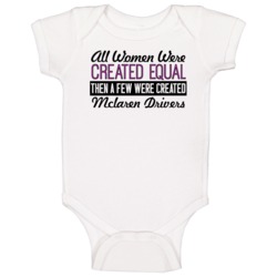 Women Created Equal Mclaren Drivers Car Lover Baby One Piece Women Created Equal Mclaren Drivers Car Lover Baby One Piece