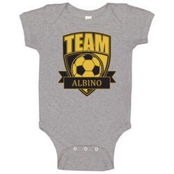 Team Albino Last Name Soccer Baby One Piece Team Albino Last Name Soccer Baby One Piece