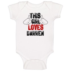 This Girl Loves Darren Thankskilling Horror Film Baby One Piece This Girl Loves Darren Thankskilling Horror Film Baby One Piece