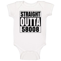 Straight Outta 58008 Barney North Dakota Compton Parody Baby One Piece Straight Outta 58008 Barney North Dakota Compton Parody Baby One Piece