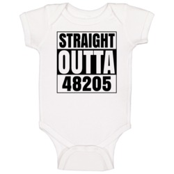 Straight Outta 48205 Detroit Michigan Compton Parody Baby One Piece Straight Outta 48205 Detroit Michigan Compton Parody Baby One Piece