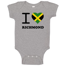 I Love Richmond Jamaica Heart City Baby One Piece I Love Richmond Jamaica Heart City Baby One Piece