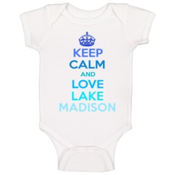 Keep Calm And Love Lake Madison South Dakota Baby One Piece Keep Calm And Love Lake Madison South Dakota Baby One Piece