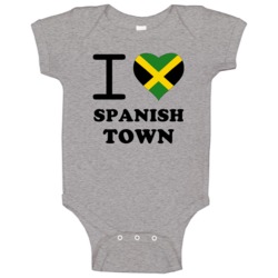 I Love Spanish Town Jamaica Heart City Baby One Piece I Love Spanish Town Jamaica Heart City Baby One Piece