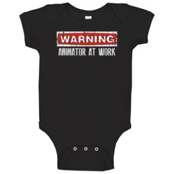 Warning Animator At Work Occupation Baby One Piece Warning Animator At Work Occupation Baby One Piece
