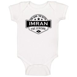 Imran Man Myth Legend Trendy Logo Label Style Cool Name Baby One Piece Imran Man Myth Legend Trendy Logo Label Style Cool Name Baby One Piece