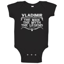 Vladimir Man Myth Legend Vintage Grunge Style Cool Name Baby One Piece Vladimir Man Myth Legend Vintage Grunge Style Cool Name Baby One Piece