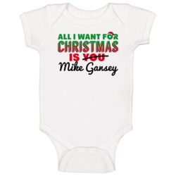 Mike Gansey All I Want For Christmas Miami Basketball Baby One Piece Mike Gansey All I Want For Christmas Miami Basketball Baby One Piece