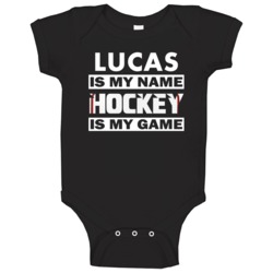 Lucas Is My Name Hockey My Game Cool Sports Baby One Piece Lucas Is My Name Hockey My Game Cool Sports Baby One Piece