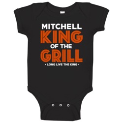 Mitchell King Of The Grill Cool Funny Bbq Baby One Piece Mitchell King Of The Grill Cool Funny Bbq Baby One Piece