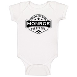 Monroe Man Myth Legend Trendy Logo Label Style Cool Name Baby One Piec Monroe Man Myth Legend Trendy Logo Label Style Cool Name Baby One Piec