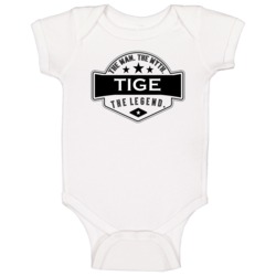 Tige Man Myth Legend Trendy Logo Label Style Cool Name Baby One Piece Tige Man Myth Legend Trendy Logo Label Style Cool Name Baby One Piece
