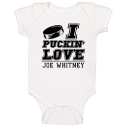 I Puckin Love Joe Whitney New Jersey Hockey Baby One Piece I Puckin Love Joe Whitney New Jersey Hockey Baby One Piece