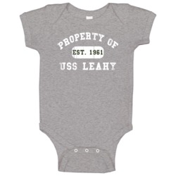 Property Of Uss Leahy Established 1961 Us Navy Baby One Piece Property Of Uss Leahy Established 1961 Us Navy Baby One Piece