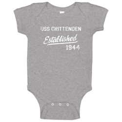 Uss Crittenden Established 1944 Us Navy Grunge Baby One Piece Uss Crittenden Established 1944 Us Navy Grunge Baby One Piece