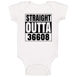 Straight Outta 36608 Mobile Alabama Compton Parody Baby One Piece