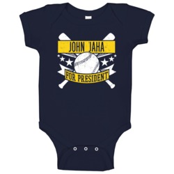 John Jaha For President Milwaukee Baseball Player Funny Baby One Piece John Jaha For President Milwaukee Baseball Player Funny Baby One Piece