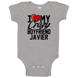 Heart Love My Crazy Boyfriend Javier Valentines Day Couples Gift Baby Heart Love My Crazy Boyfriend Javier Valentines Day Couples Gift Baby