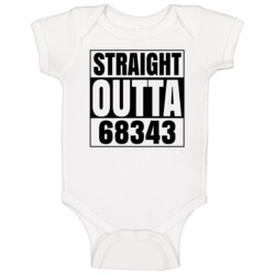 Straight Outta 68343 Dorchester Nebraska Compton Parody Baby One Piece Straight Outta 68343 Dorchester Nebraska Compton Parody Baby One Piece