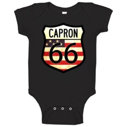 Capron Personalized American Flag Route 66 Highway Sign Baby One Piece Capron Personalized American Flag Route 66 Highway Sign Baby One Piece