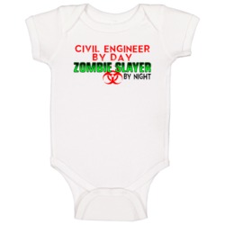 Civil Engineer By Day Zombie Slayer By Night Halloween Job Baby One Pi Civil Engineer By Day Zombie Slayer By Night Halloween Job Baby One Pi